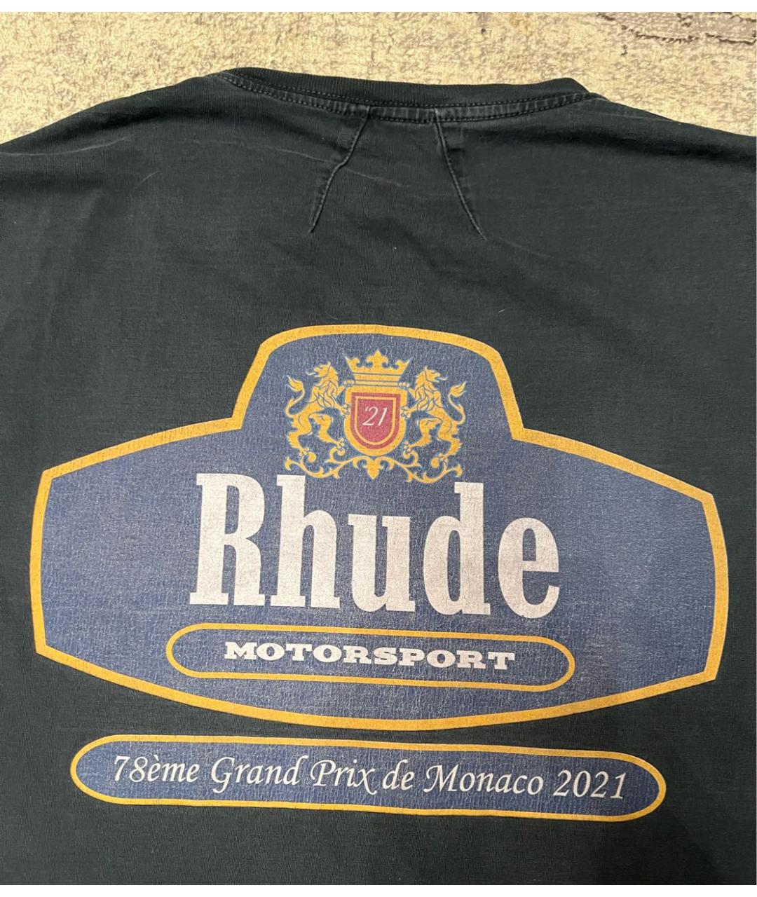 RHUDE Антрацитовая хлопковая футболка, фото 4
