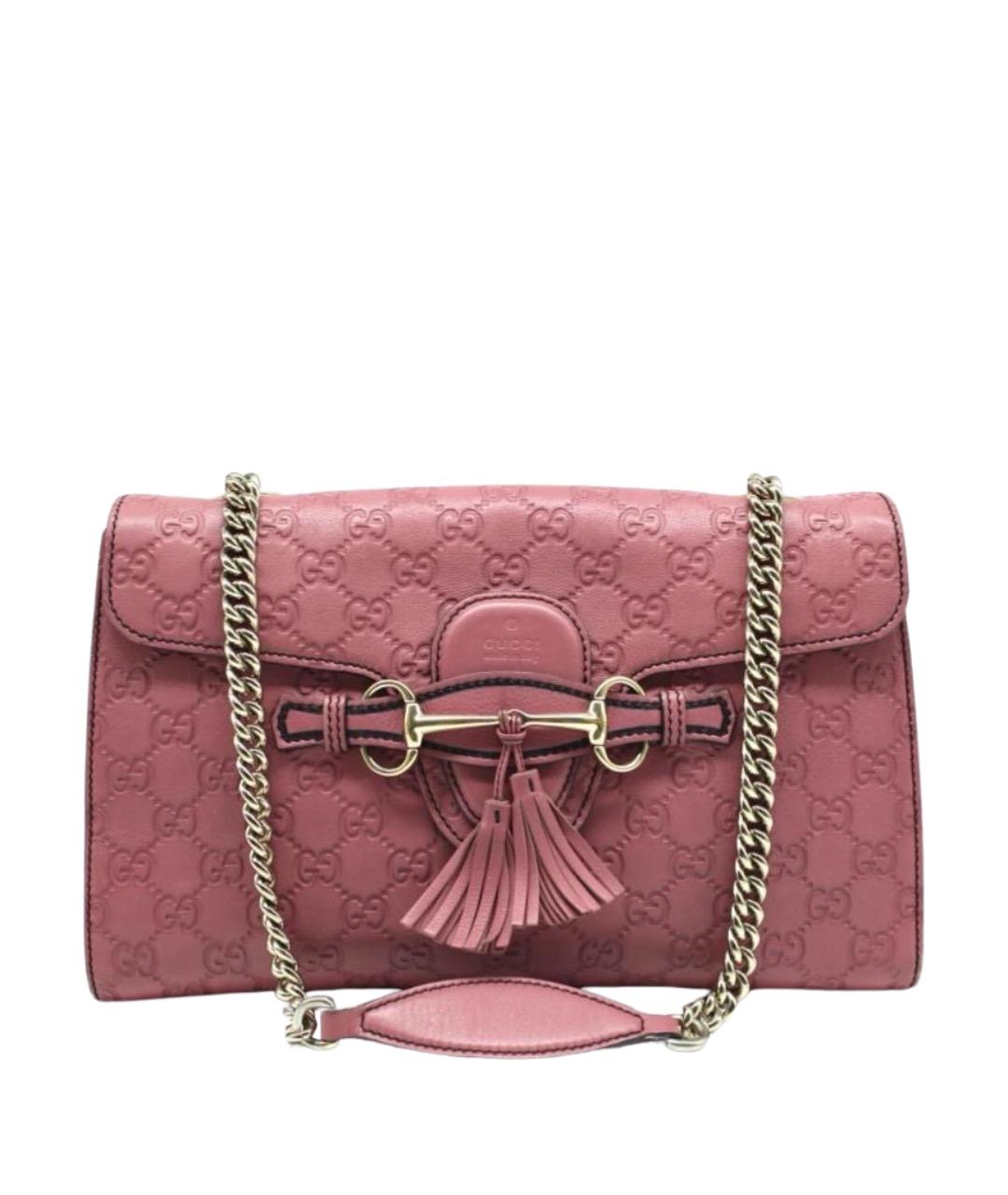GUCCI Розовая кожаная сумка с короткими ручками, фото 1