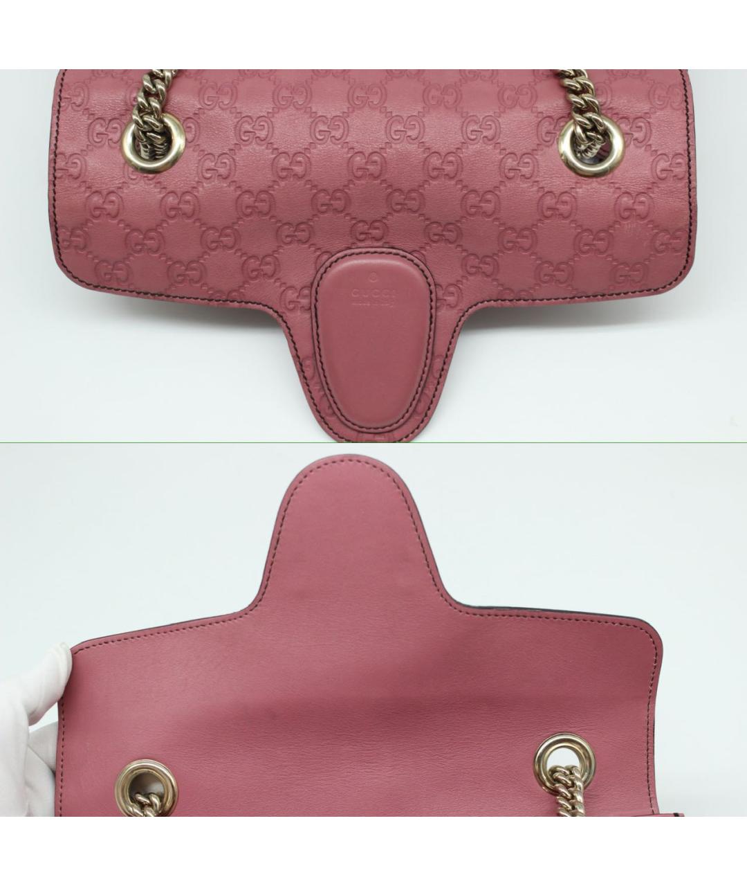 GUCCI Розовая кожаная сумка с короткими ручками, фото 7