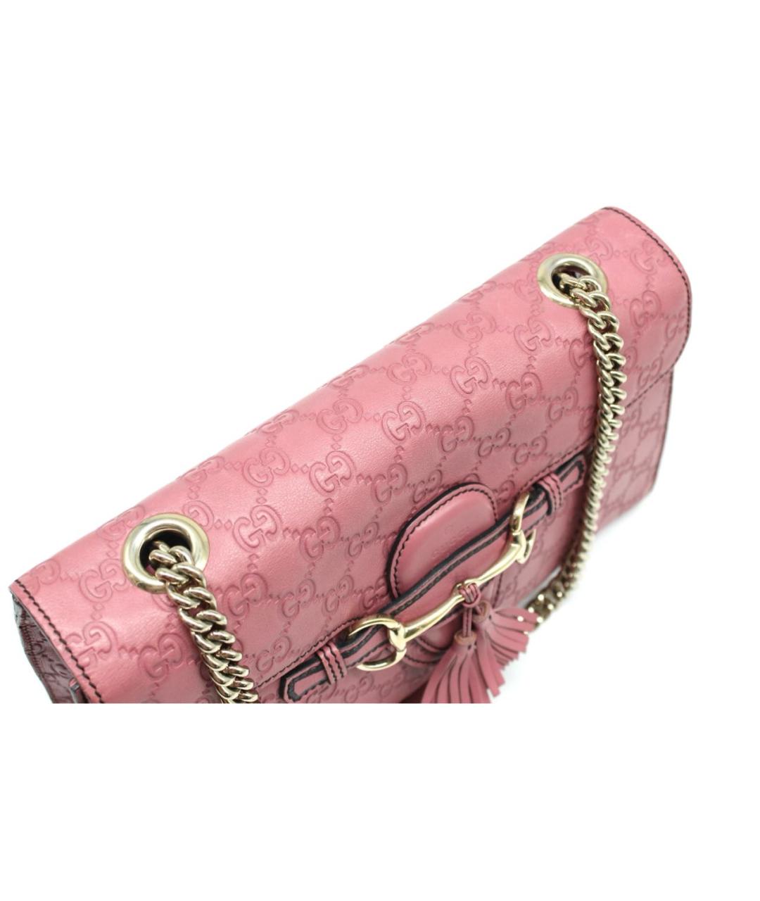 GUCCI Розовая кожаная сумка с короткими ручками, фото 6