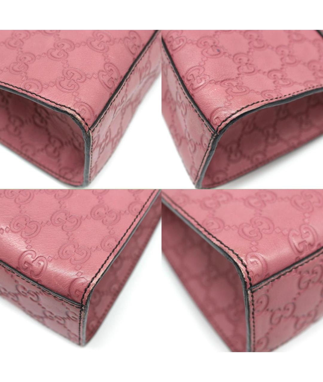 GUCCI Розовая кожаная сумка с короткими ручками, фото 4