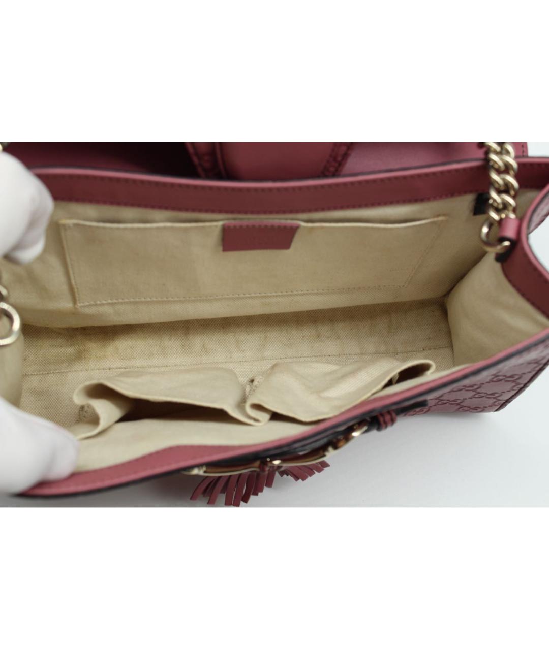 GUCCI Розовая кожаная сумка с короткими ручками, фото 8