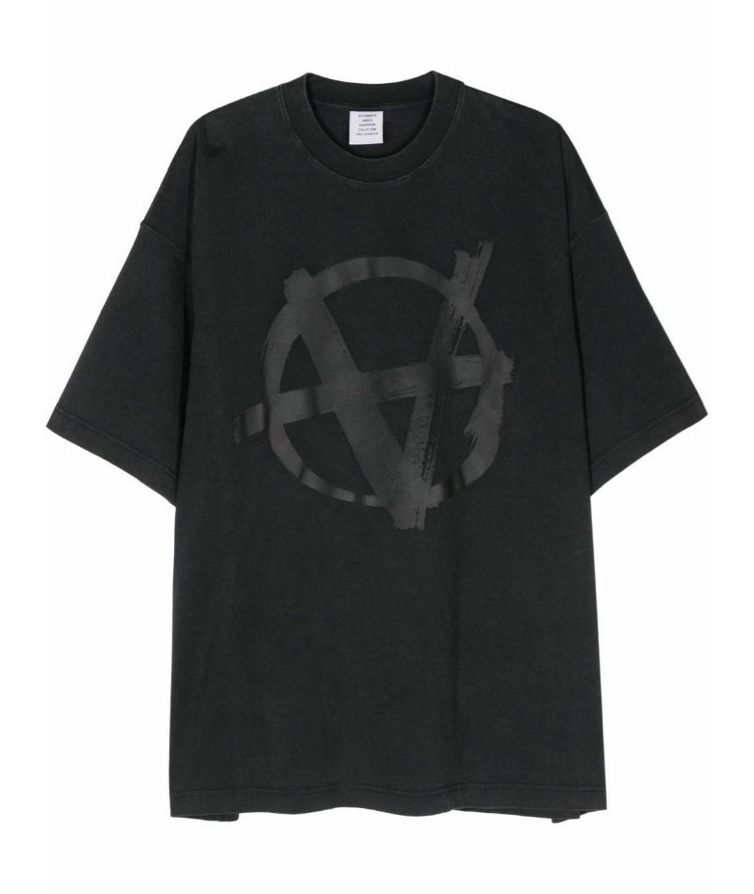 VETEMENTS Антрацитовая хлопковая футболка, фото 1