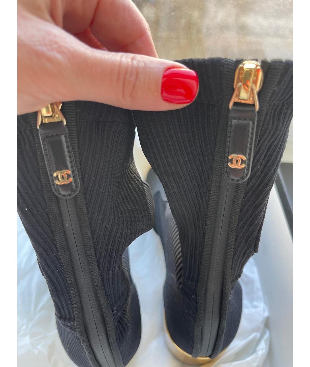 CHANEL Черные текстильные ботинки, фото 3