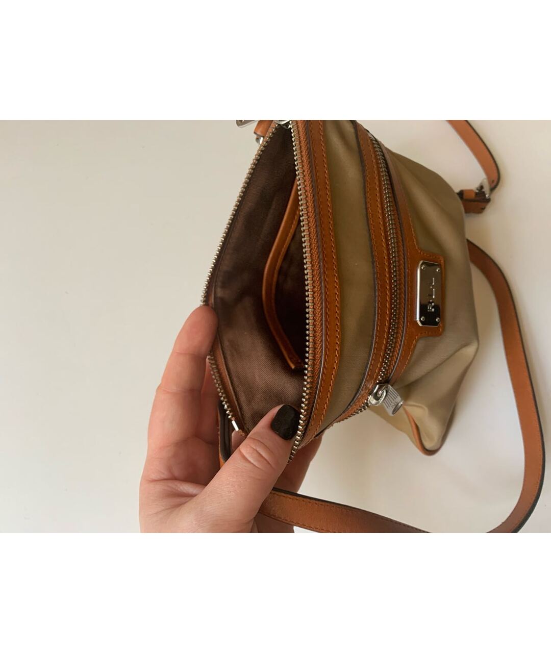 RALPH LAUREN Бежевая синтетическая сумка тоут, фото 4