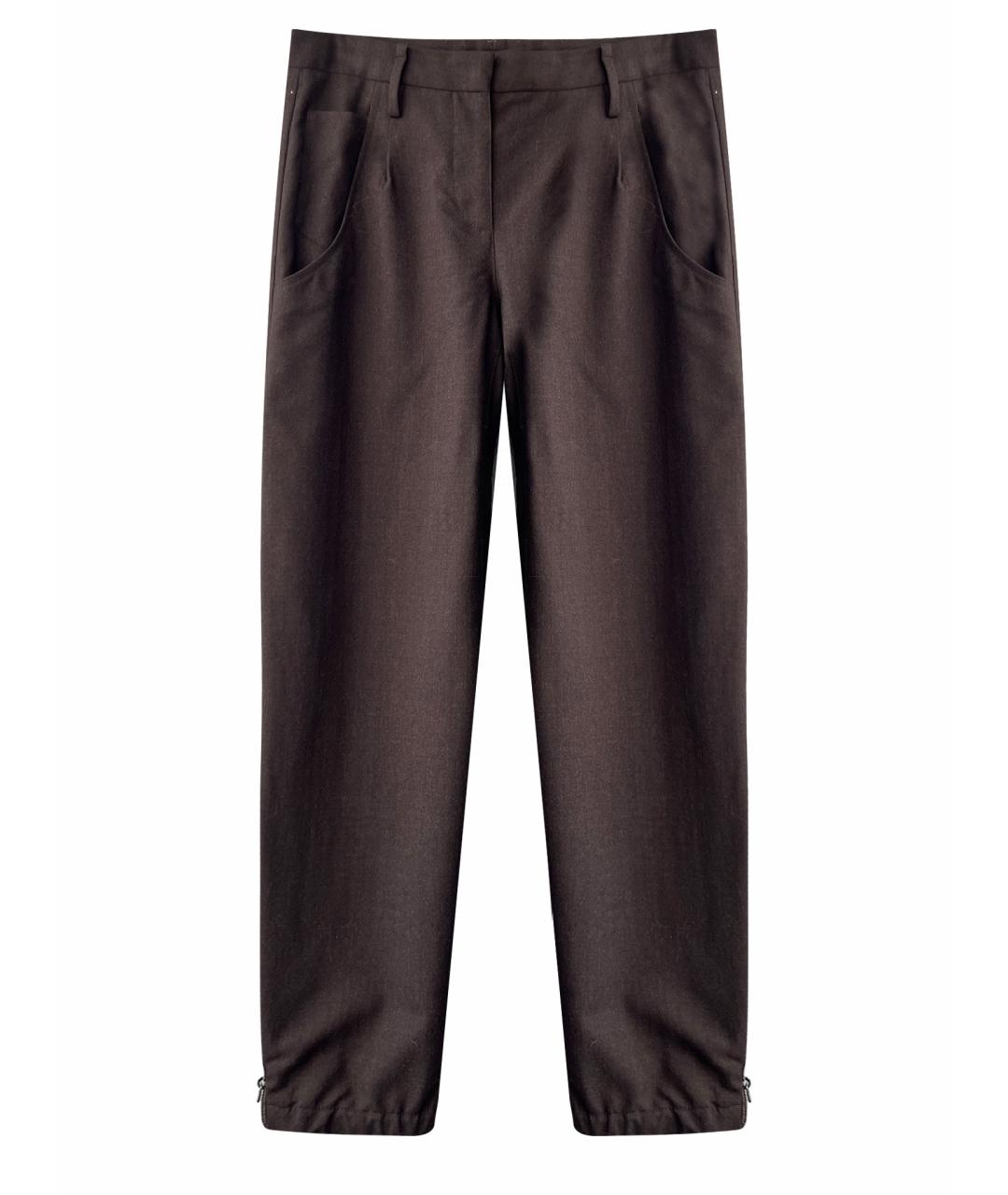 BRUNELLO CUCINELLI Коричневые шерстяные брюки узкие, фото 1