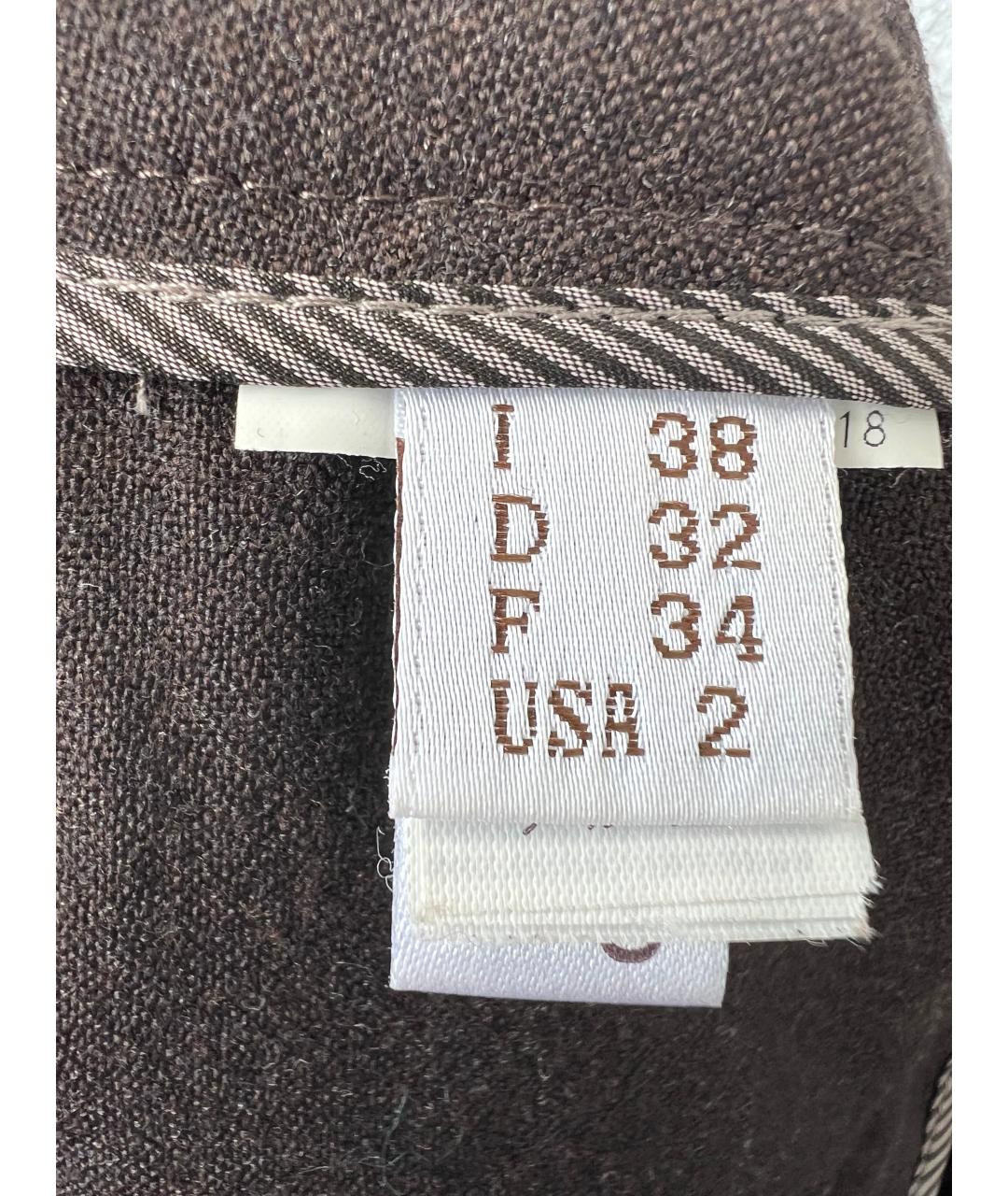 BRUNELLO CUCINELLI Коричневые шерстяные брюки узкие, фото 4