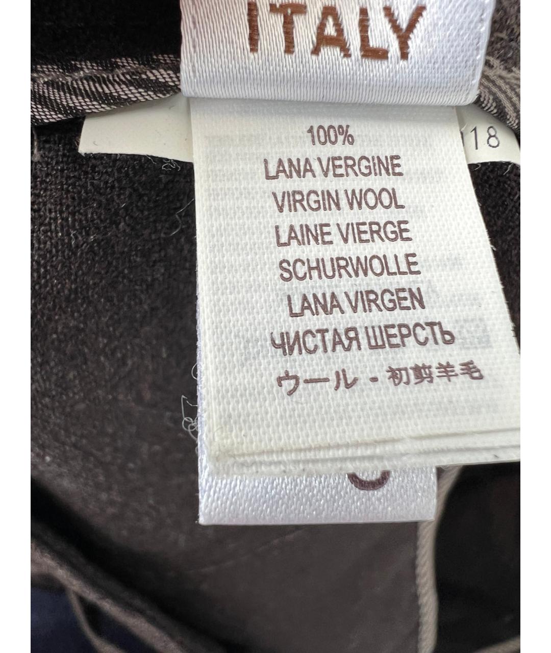 BRUNELLO CUCINELLI Коричневые шерстяные брюки узкие, фото 5