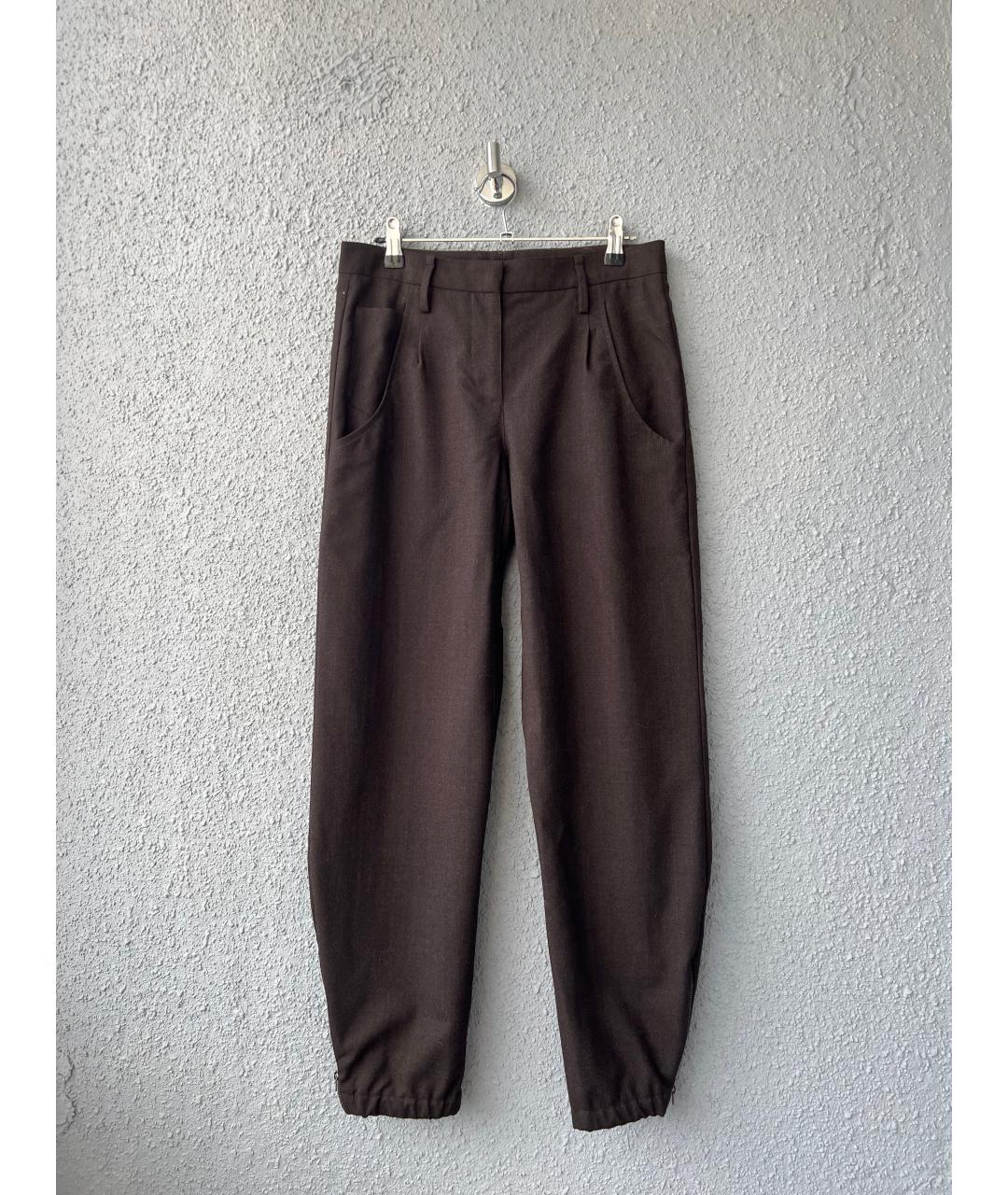BRUNELLO CUCINELLI Коричневые шерстяные брюки узкие, фото 6