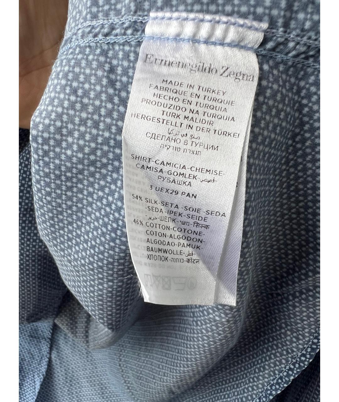 ERMENEGILDO ZEGNA XXX Голубая хлопко-шелковая классическая рубашка, фото 5