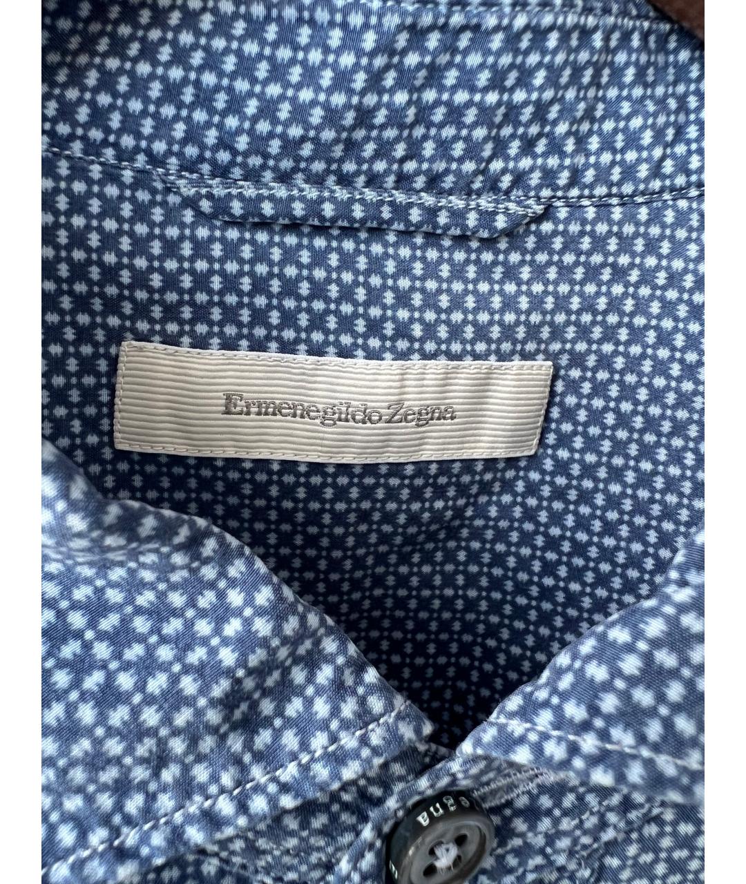 ERMENEGILDO ZEGNA XXX Голубая хлопко-шелковая классическая рубашка, фото 3