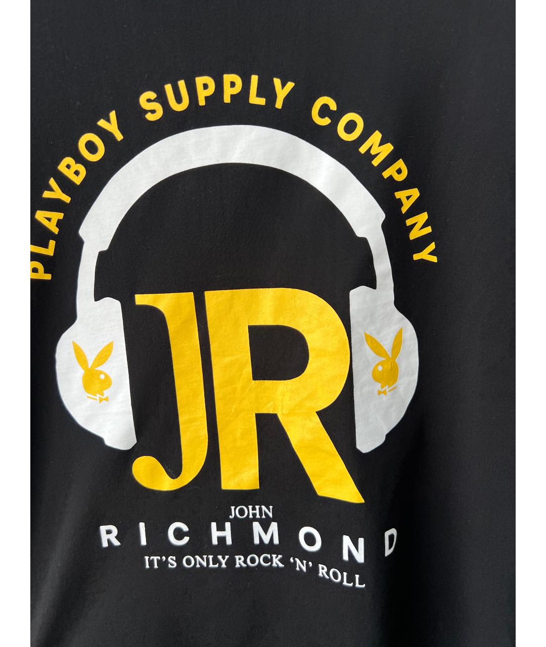 JOHN RICHMOND Черная хлопковая футболка, фото 2