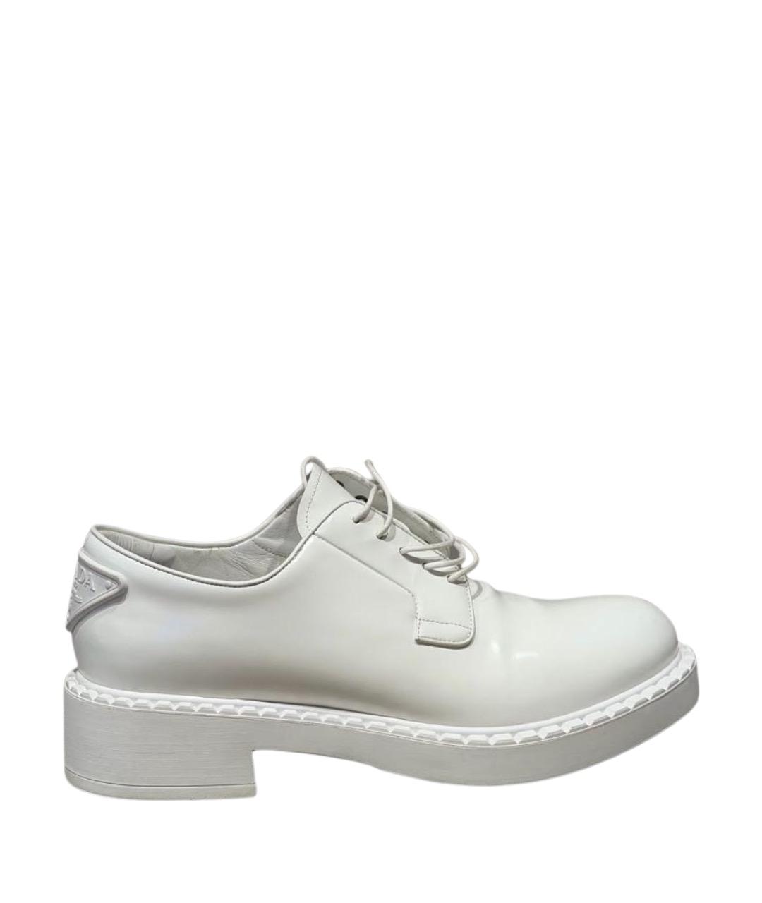 PRADA Белые кожаные лоферы, фото 1