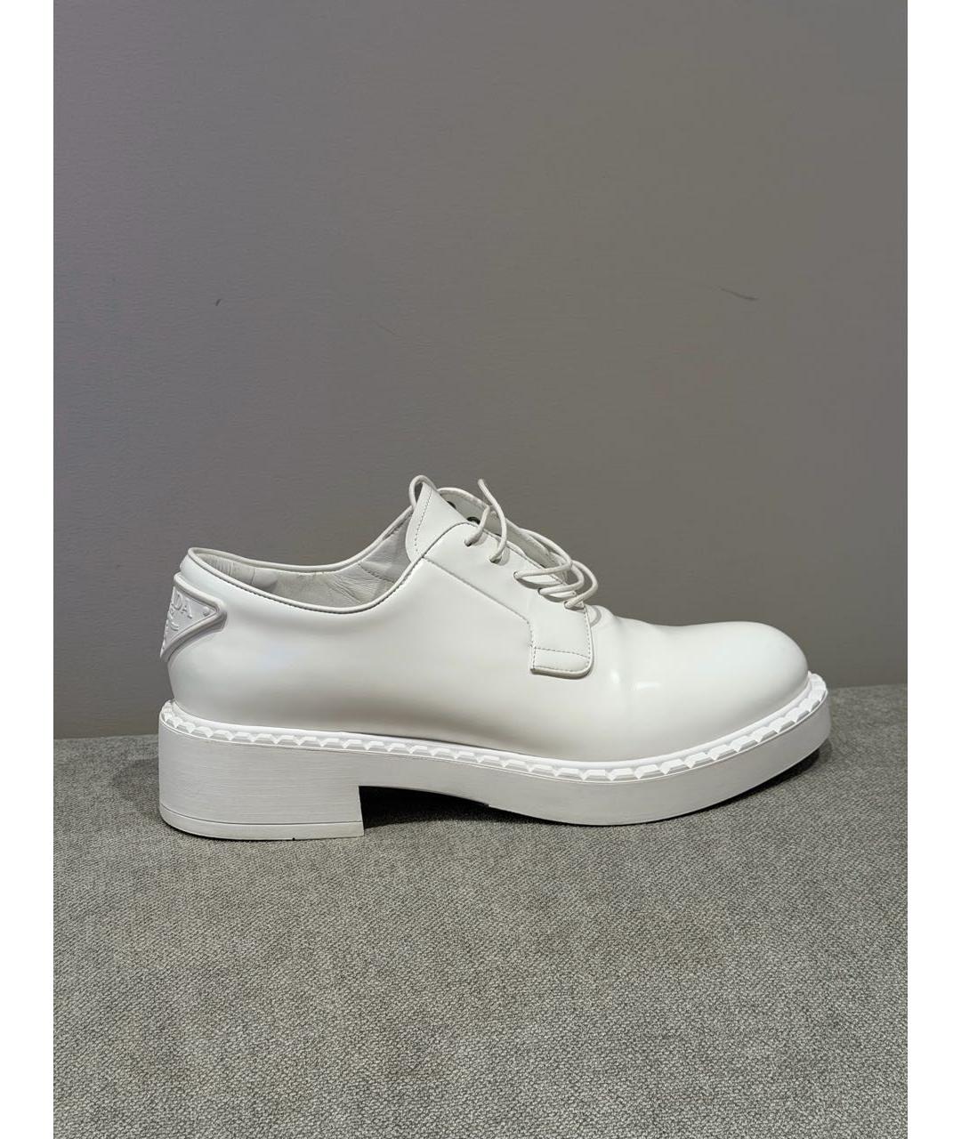 PRADA Белые кожаные лоферы, фото 7