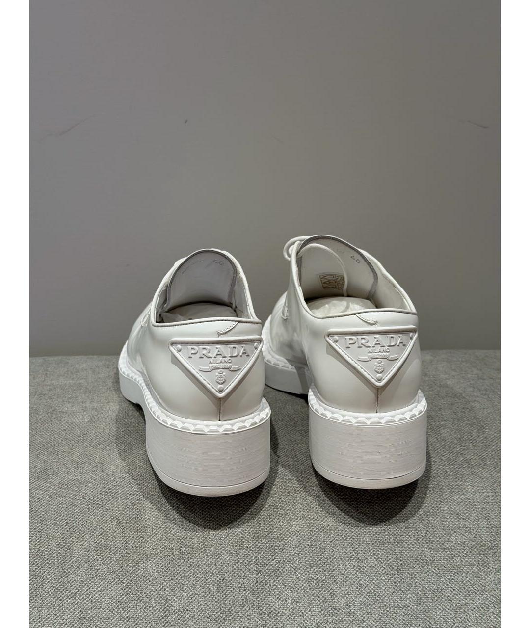 PRADA Белые кожаные лоферы, фото 4