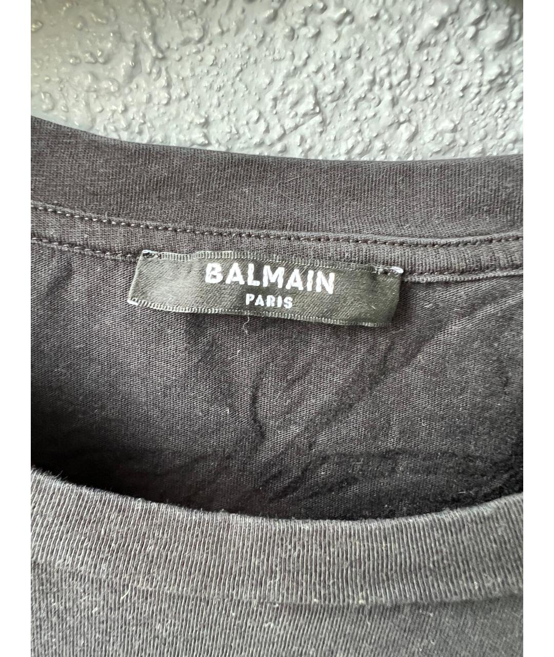 BALMAIN Черная хлопковая футболка, фото 3