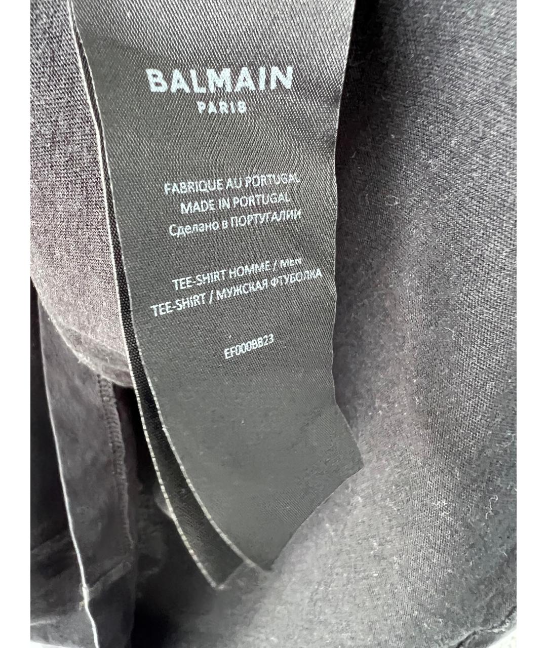 BALMAIN Черная хлопковая футболка, фото 6