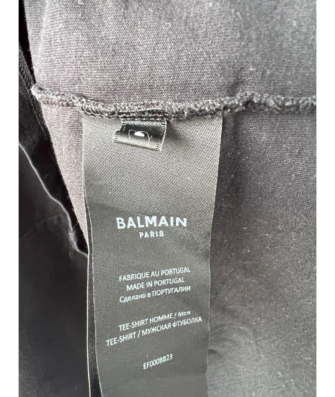 BALMAIN Черная хлопковая футболка, фото 4