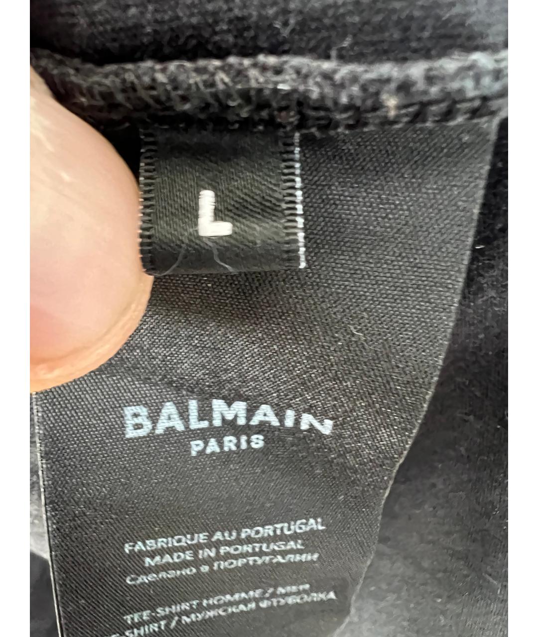 BALMAIN Черная хлопковая футболка, фото 5