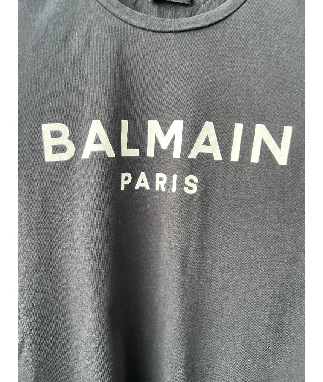 BALMAIN Черная хлопковая футболка, фото 2