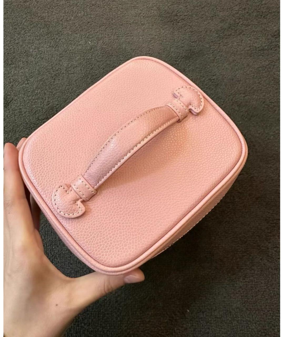 CHANEL Розовая кожаная сумка с короткими ручками, фото 3