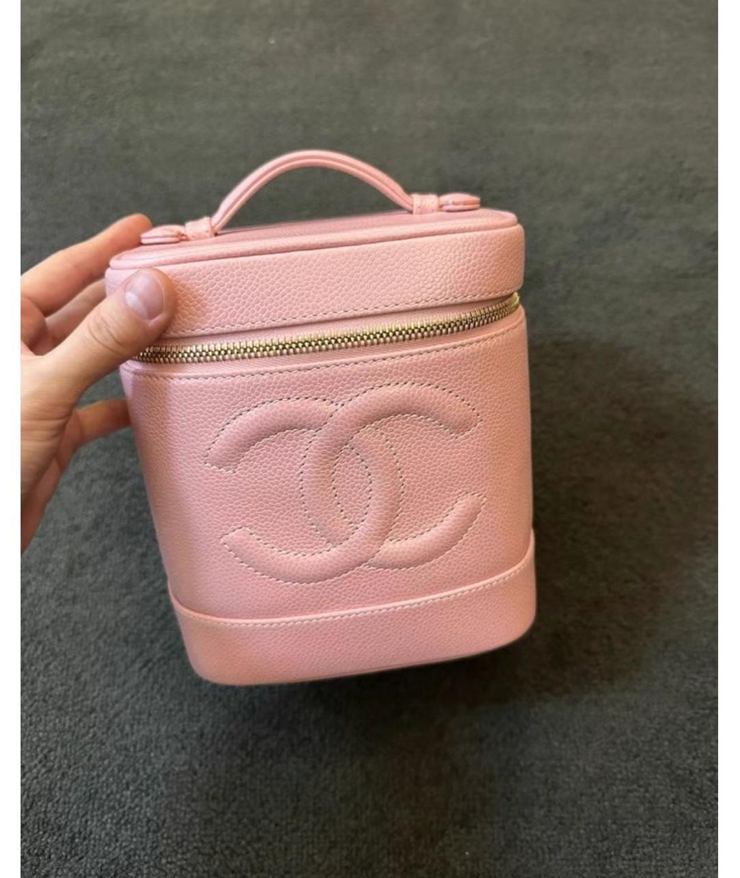 CHANEL Розовая кожаная сумка с короткими ручками, фото 6