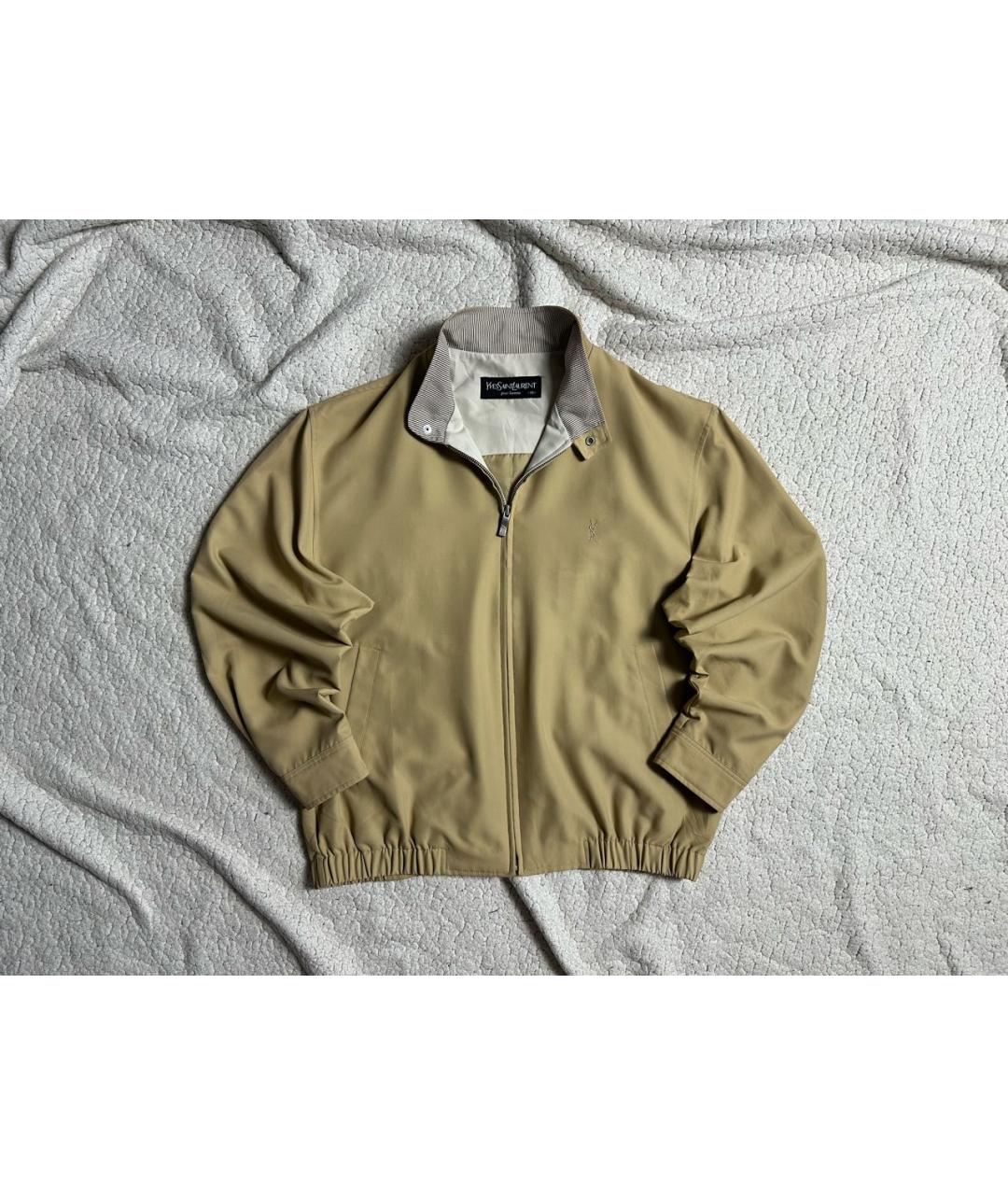 SAINT LAURENT Бежевая полиэстеровая куртка, фото 9