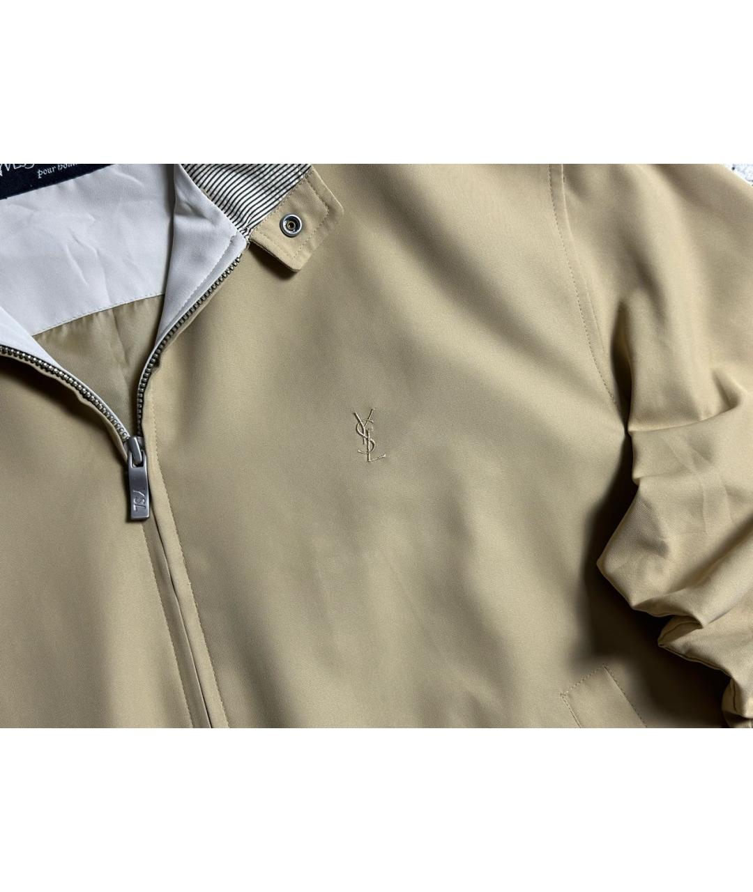 SAINT LAURENT Бежевая полиэстеровая куртка, фото 4