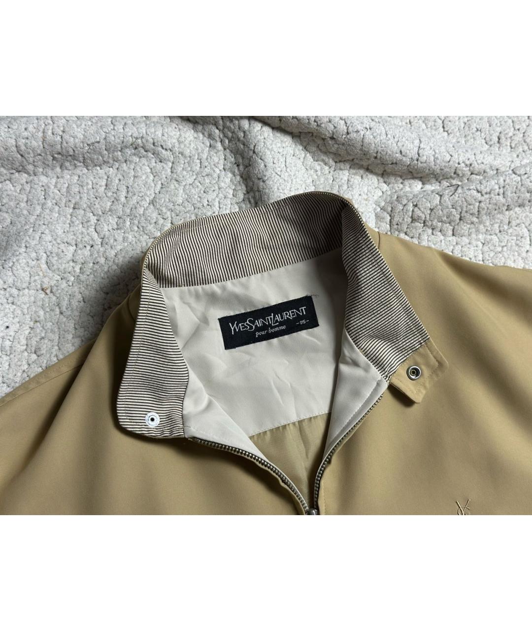 SAINT LAURENT Бежевая полиэстеровая куртка, фото 3
