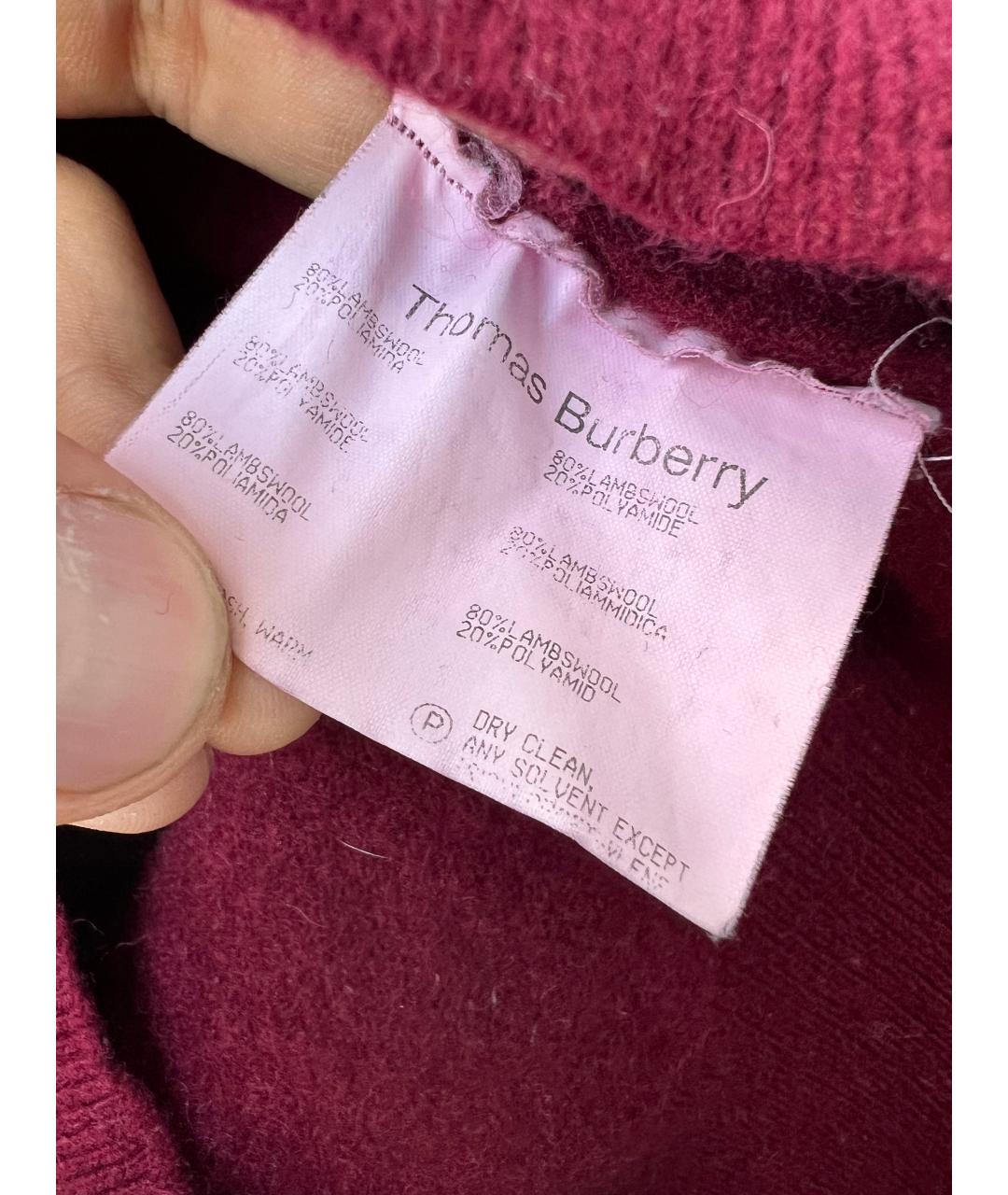BURBERRY Бордовый шерстяной джемпер / свитер, фото 4