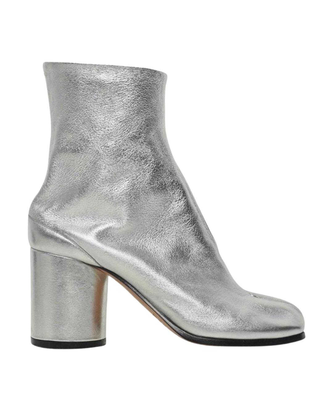 MAISON MARGIELA Серебряные кожаные ботинки, фото 1