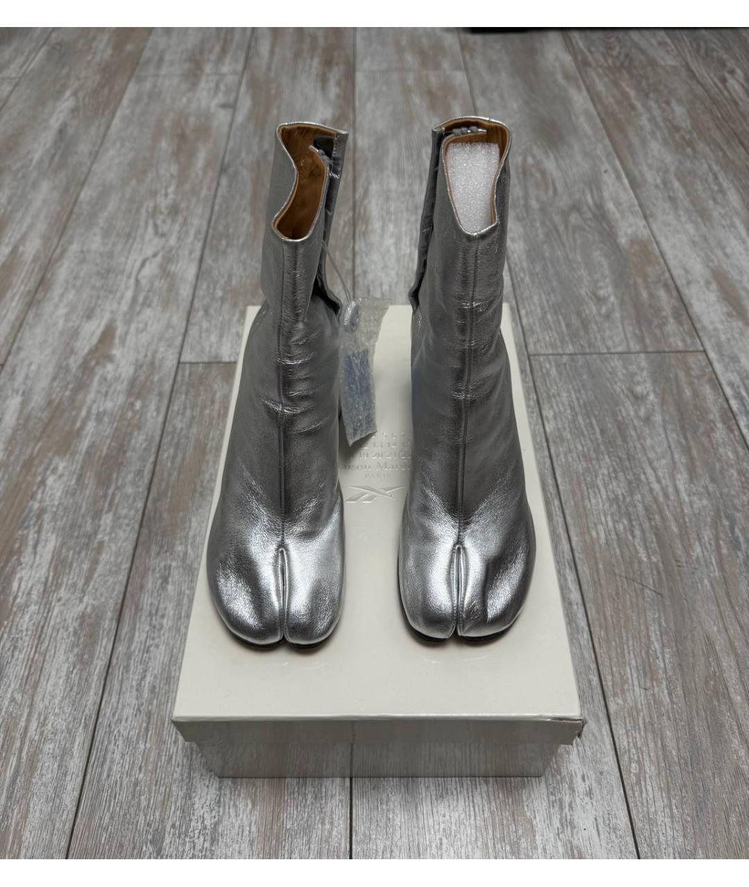 MAISON MARGIELA Серебряные кожаные ботинки, фото 2