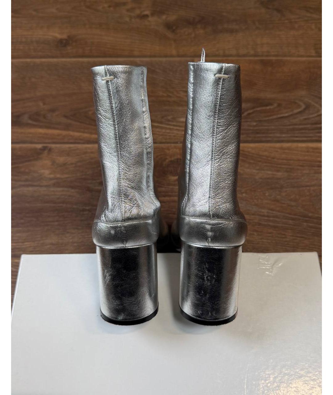 MAISON MARGIELA Серебряные кожаные ботинки, фото 4