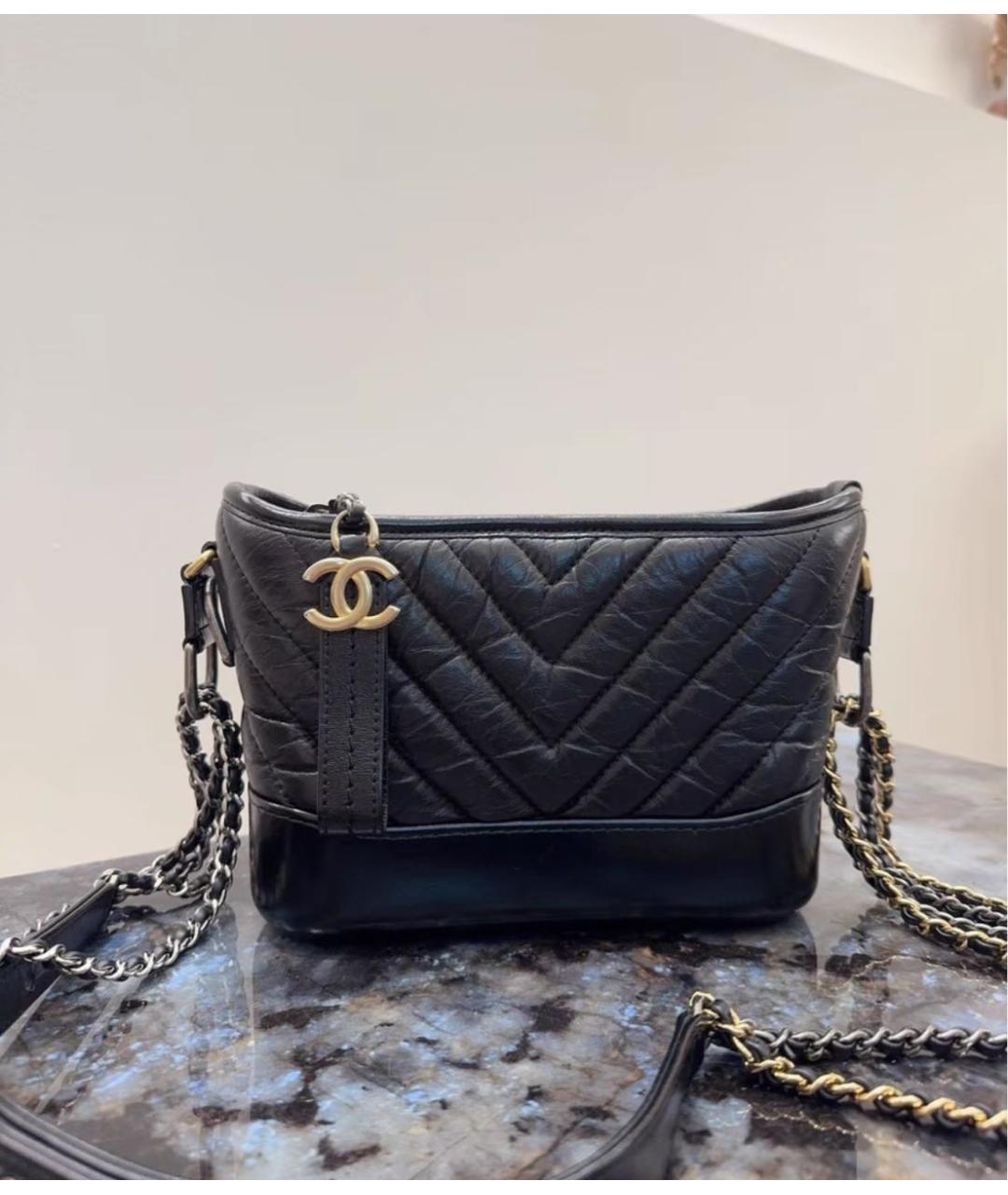 CHANEL Черная кожаная сумка через плечо, фото 6