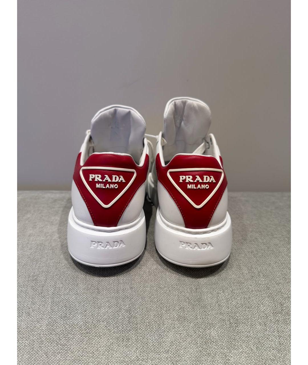 PRADA Белые кожаные кеды, фото 4
