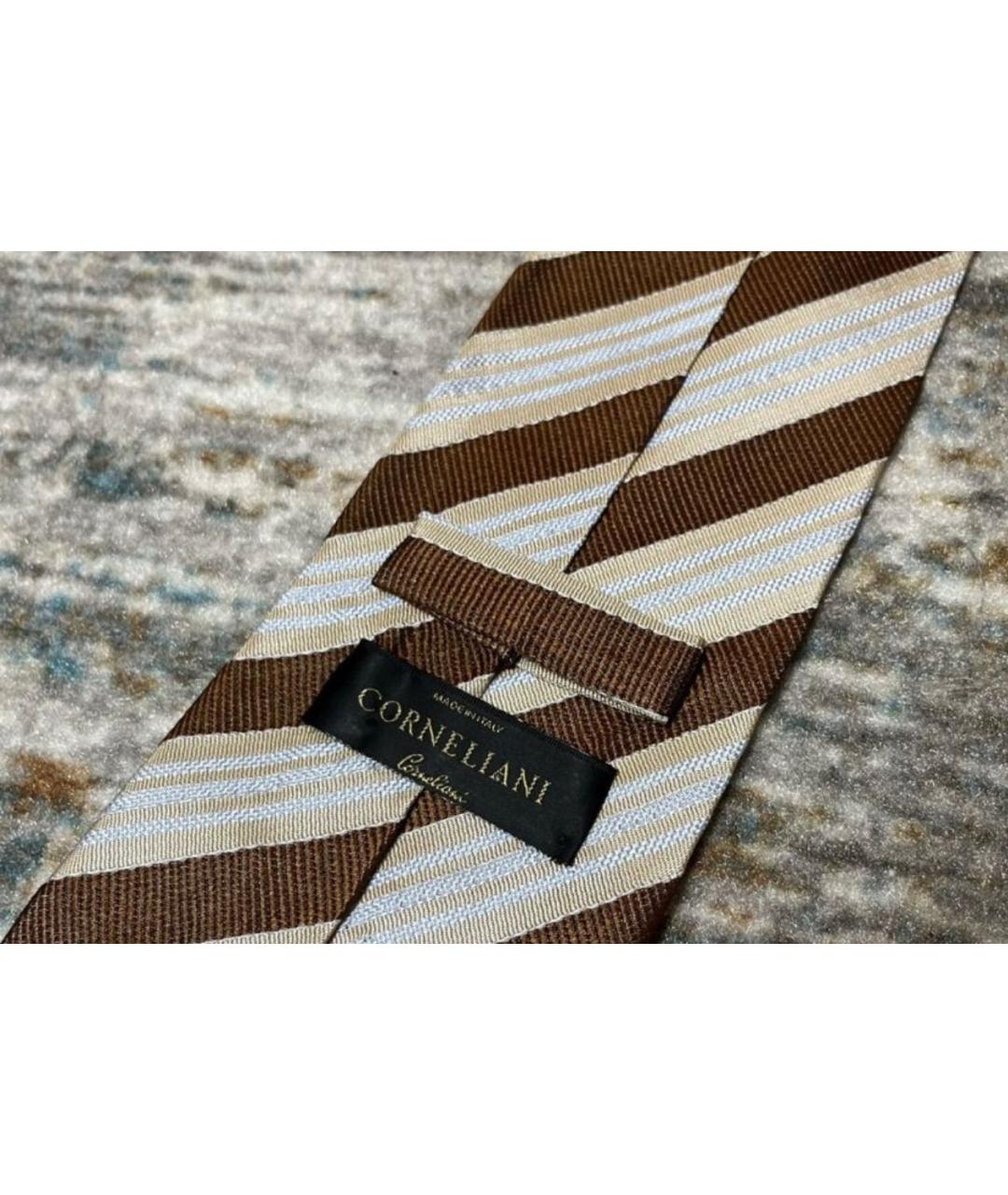 CORNELIANI Коричневый шелковый галстук, фото 4