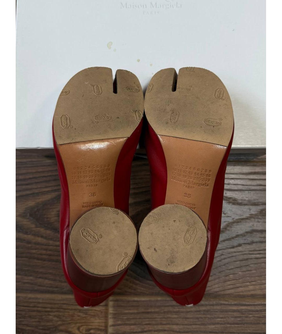 MAISON MARGIELA Красные кожаные ботинки, фото 5