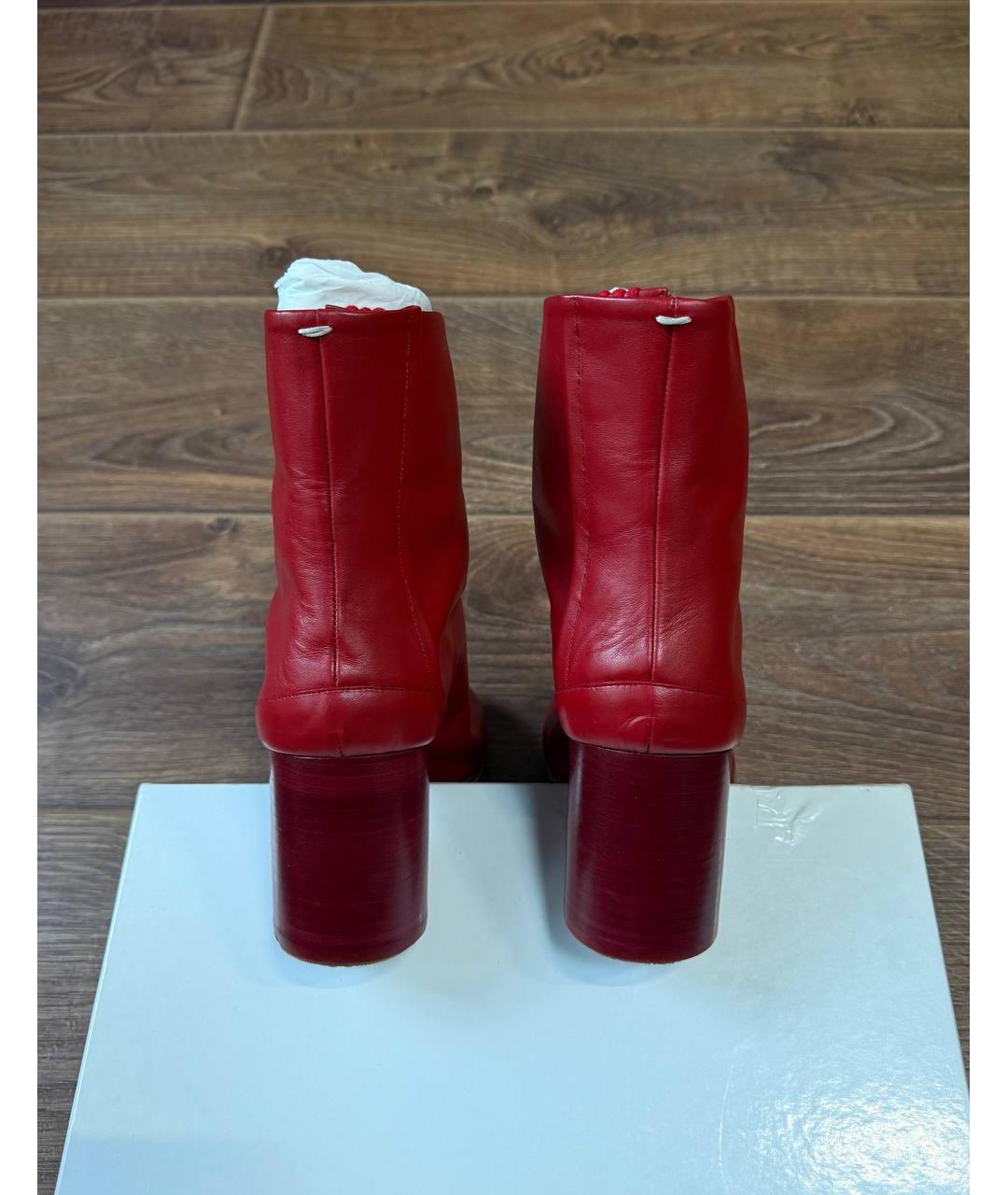 MAISON MARGIELA Красные кожаные ботинки, фото 4