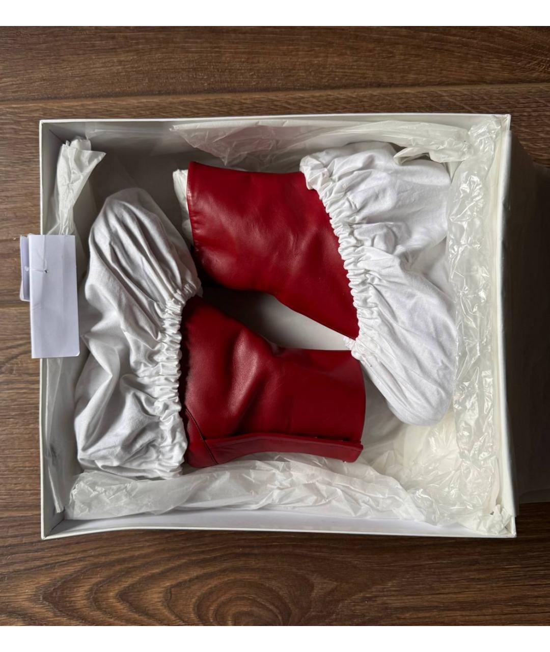 MAISON MARGIELA Красные кожаные ботинки, фото 6