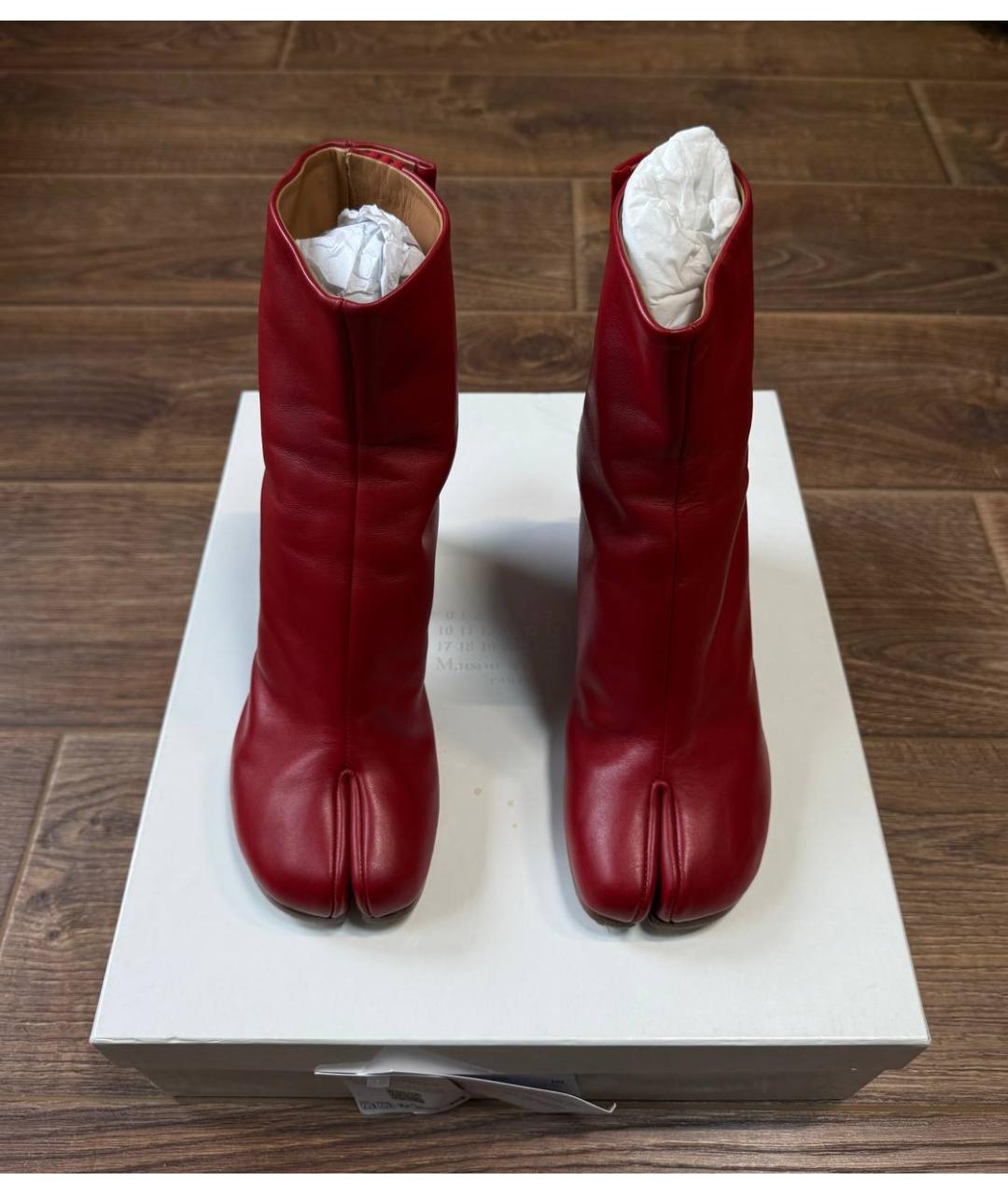 MAISON MARGIELA Красные кожаные ботинки, фото 2