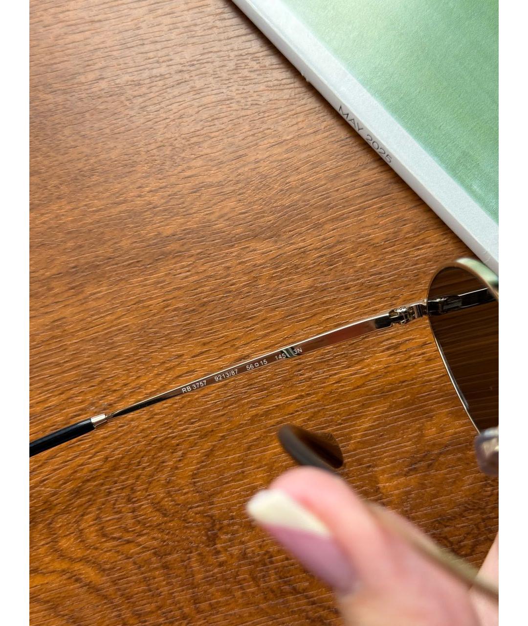 RAY BAN Золотые металлические солнцезащитные очки, фото 4