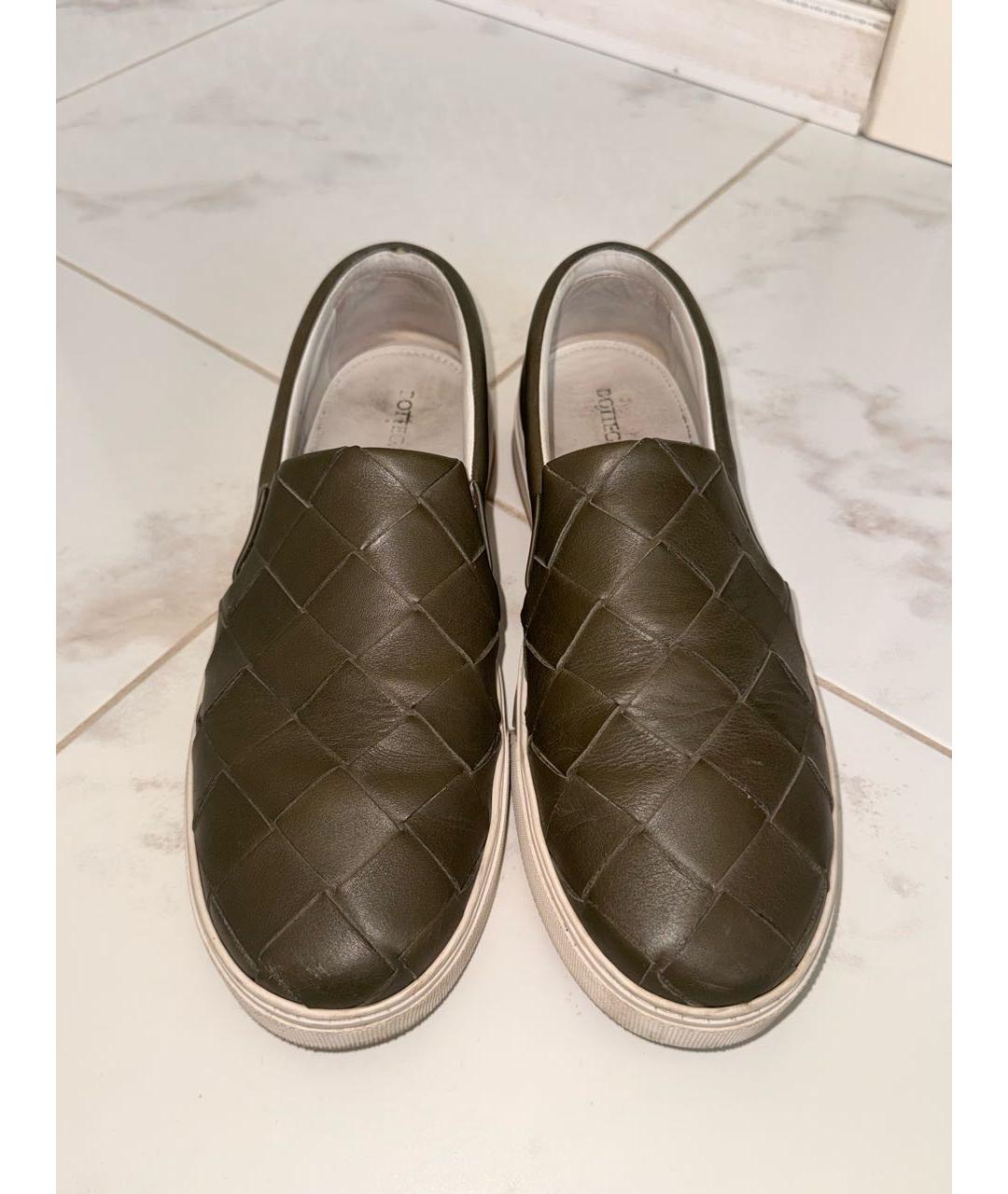BOTTEGA VENETA Хаки кожаные мокасины, фото 2