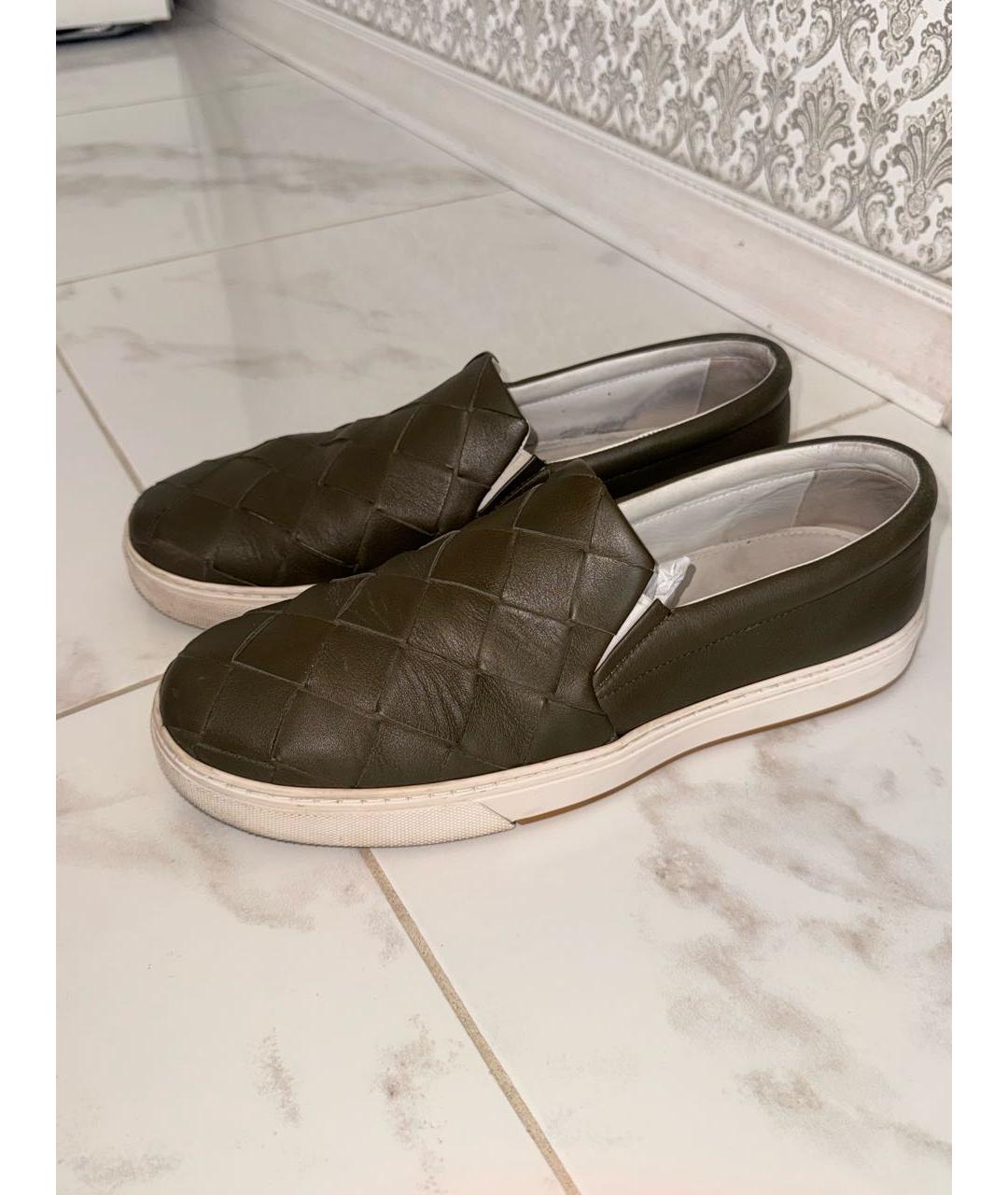 BOTTEGA VENETA Хаки кожаные мокасины, фото 4