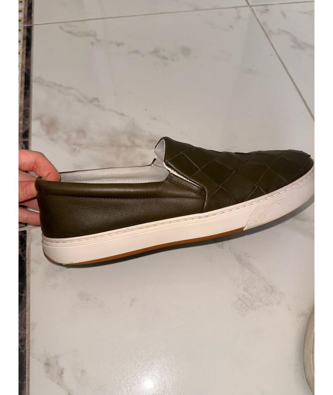 BOTTEGA VENETA Хаки кожаные мокасины, фото 3