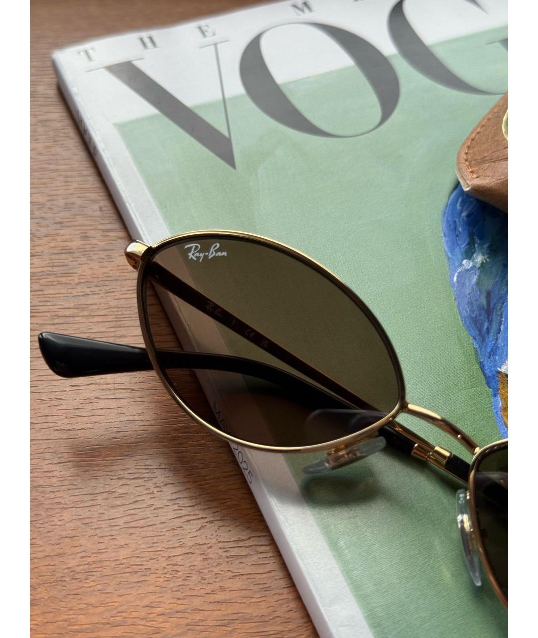 RAY BAN Золотые металлические солнцезащитные очки, фото 5