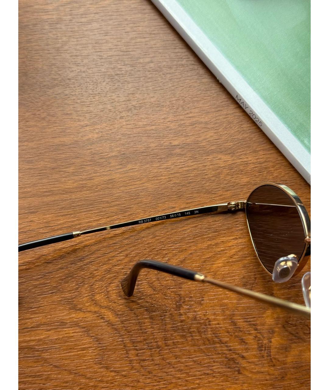 RAY BAN Золотые металлические солнцезащитные очки, фото 6