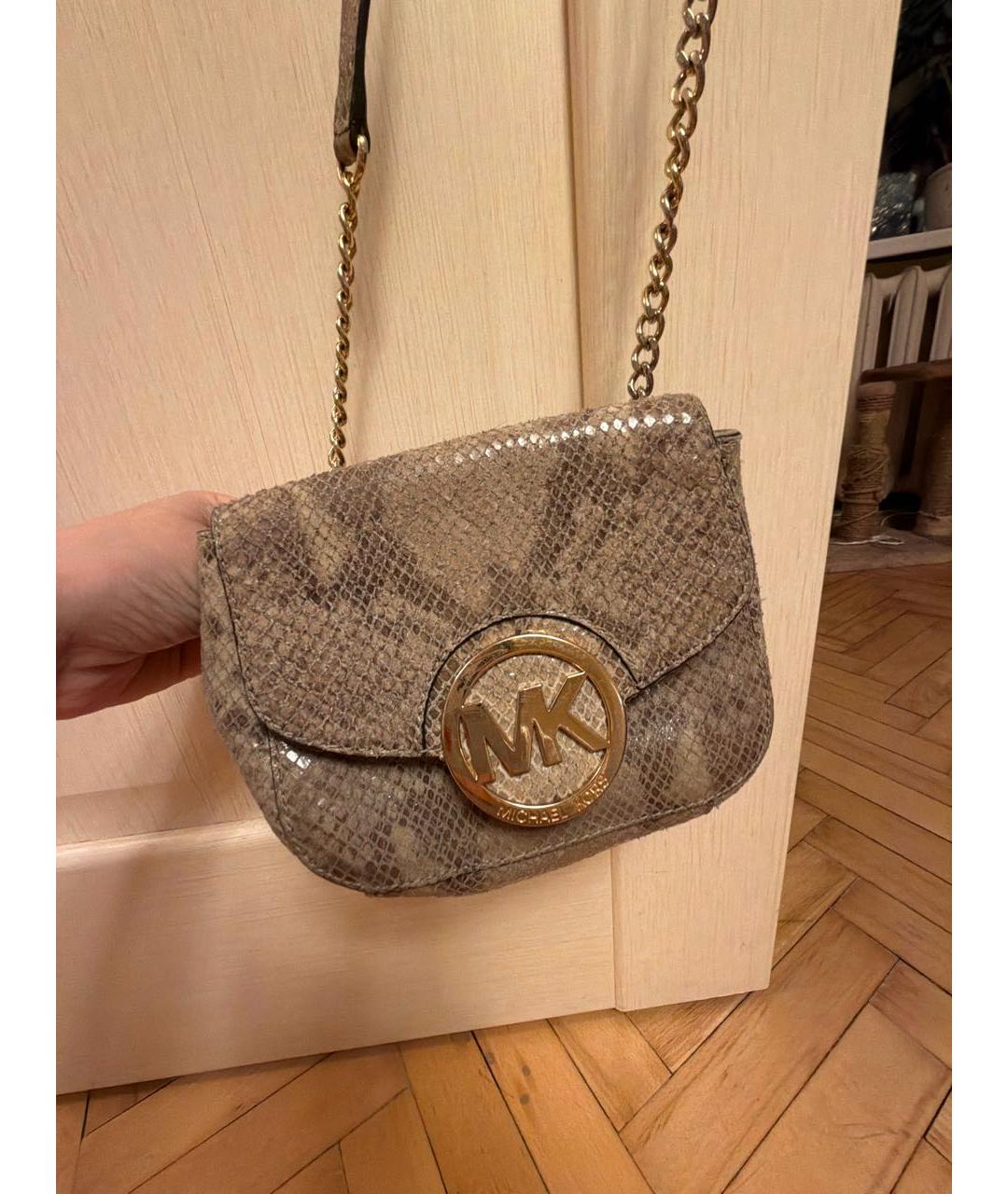 MICHAEL MICHAEL KORS Бежевая кожаная сумка через плечо, фото 5