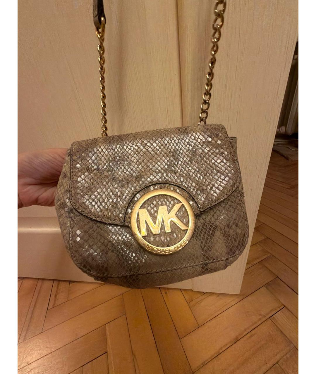 MICHAEL MICHAEL KORS Бежевая кожаная сумка через плечо, фото 2