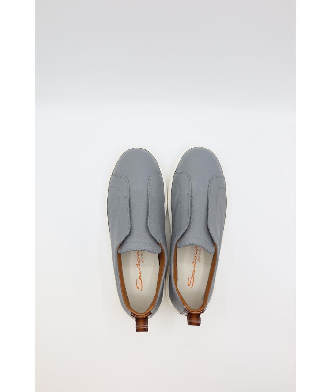 SANTONI Серые кожаные слипоны, фото 6