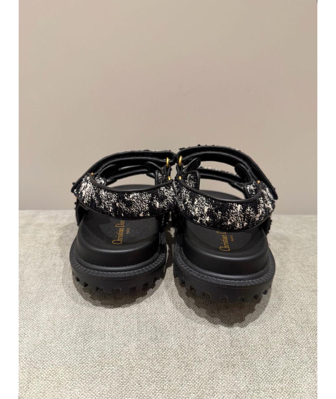 CHRISTIAN DIOR Черные текстильные сандалии, фото 4